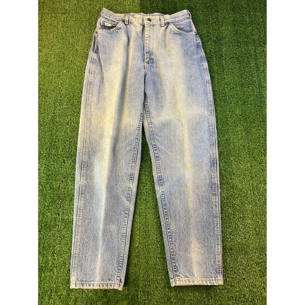 Vintage Lee High Waisted Tapered Leg Jeans Light Wash Made in USA Womens 90s 13M